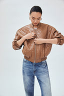 Quilted Vegan Leather Bomber Jacket