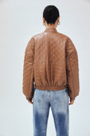 Quilted Vegan Leather Bomber Jacket
