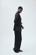 Wide Leg Black Satin Trouser