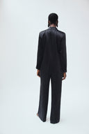Wide Leg Black Satin Trouser