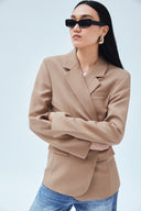 Camel Twill Boyfriend Blazer