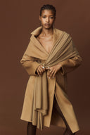 wool cashmere double-faced wrap coat in camel