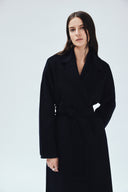 wool cashmere double-faced wrap coat in navy