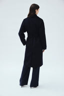 wool cashmere double-faced wrap coat in navy