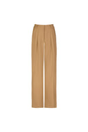 Camel Twill Wide Leg Trouser Pant