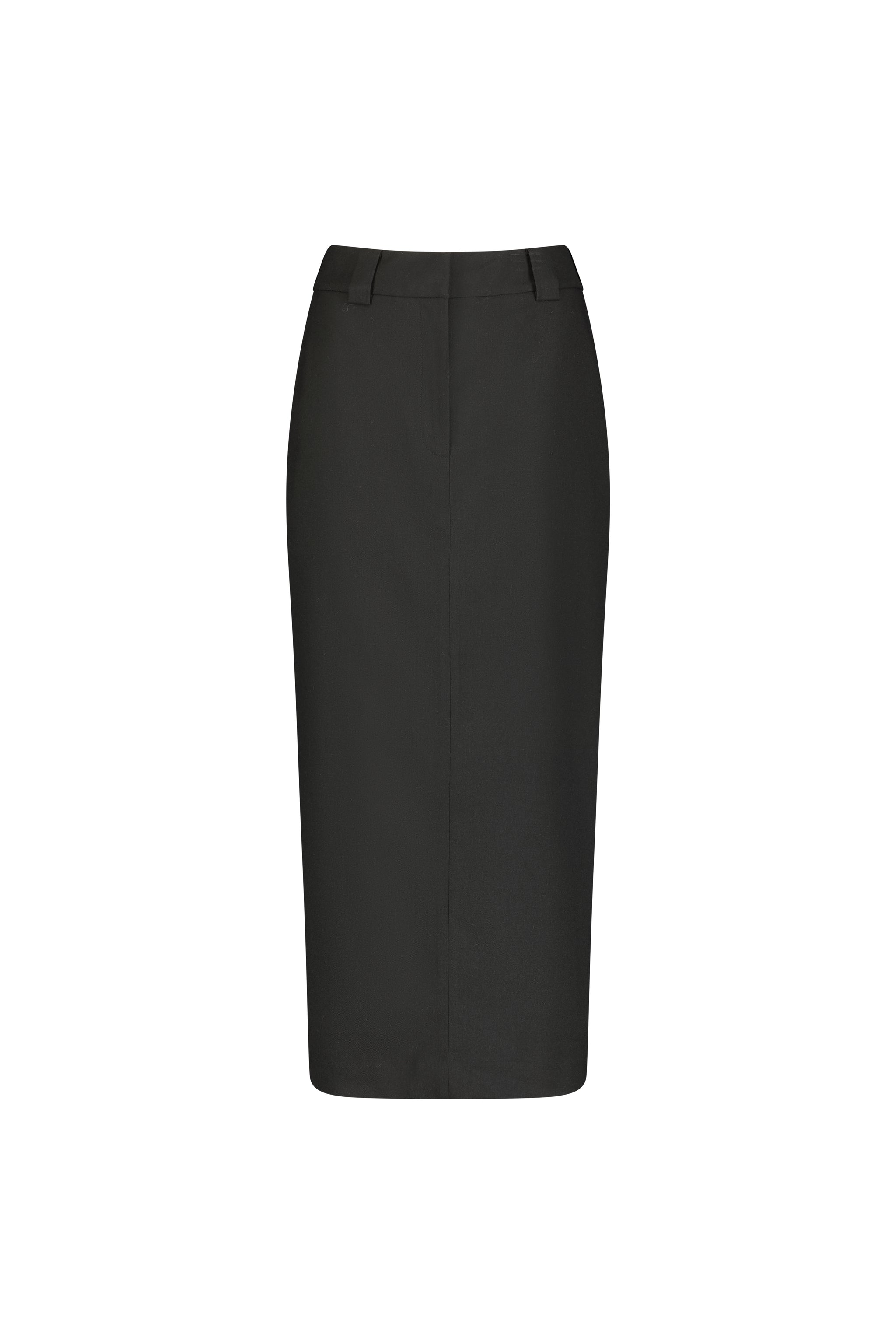 Black Twill Column Maxi Skirt