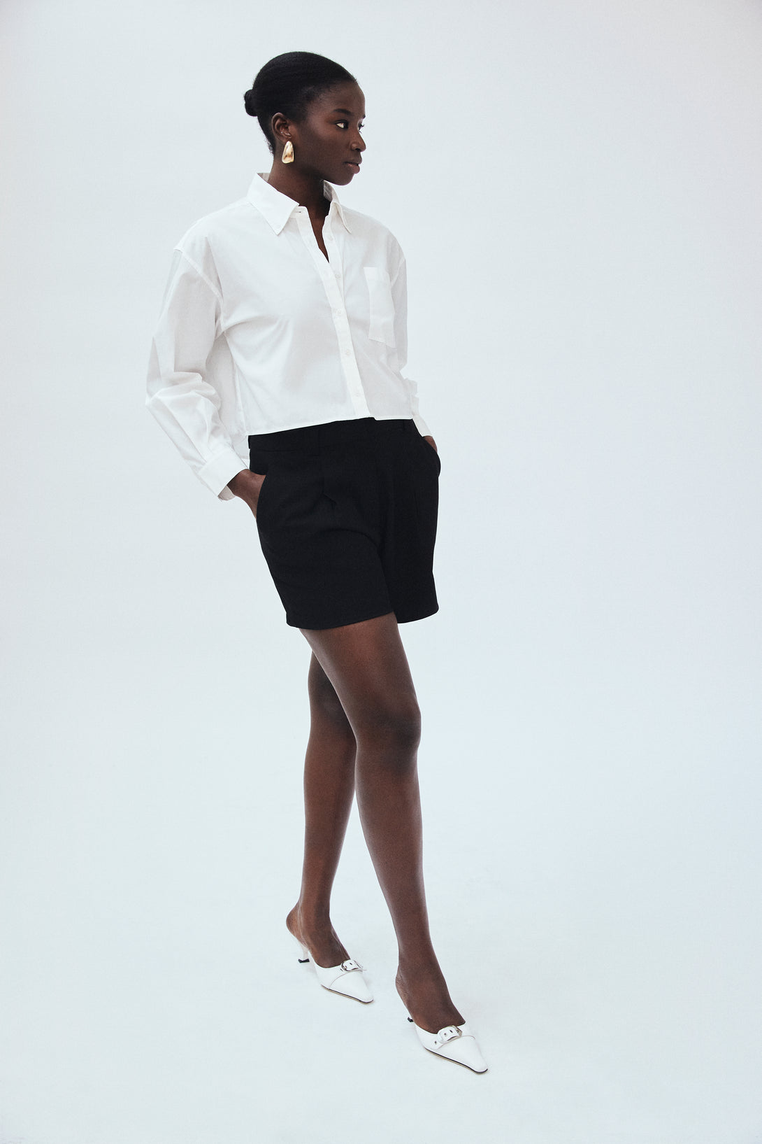 Boxy White Button-Down Shirt