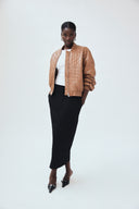 Quilted Vegan Leather Bomber Jacket