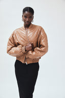 Quilted Vegan Leather Bomber Jacket