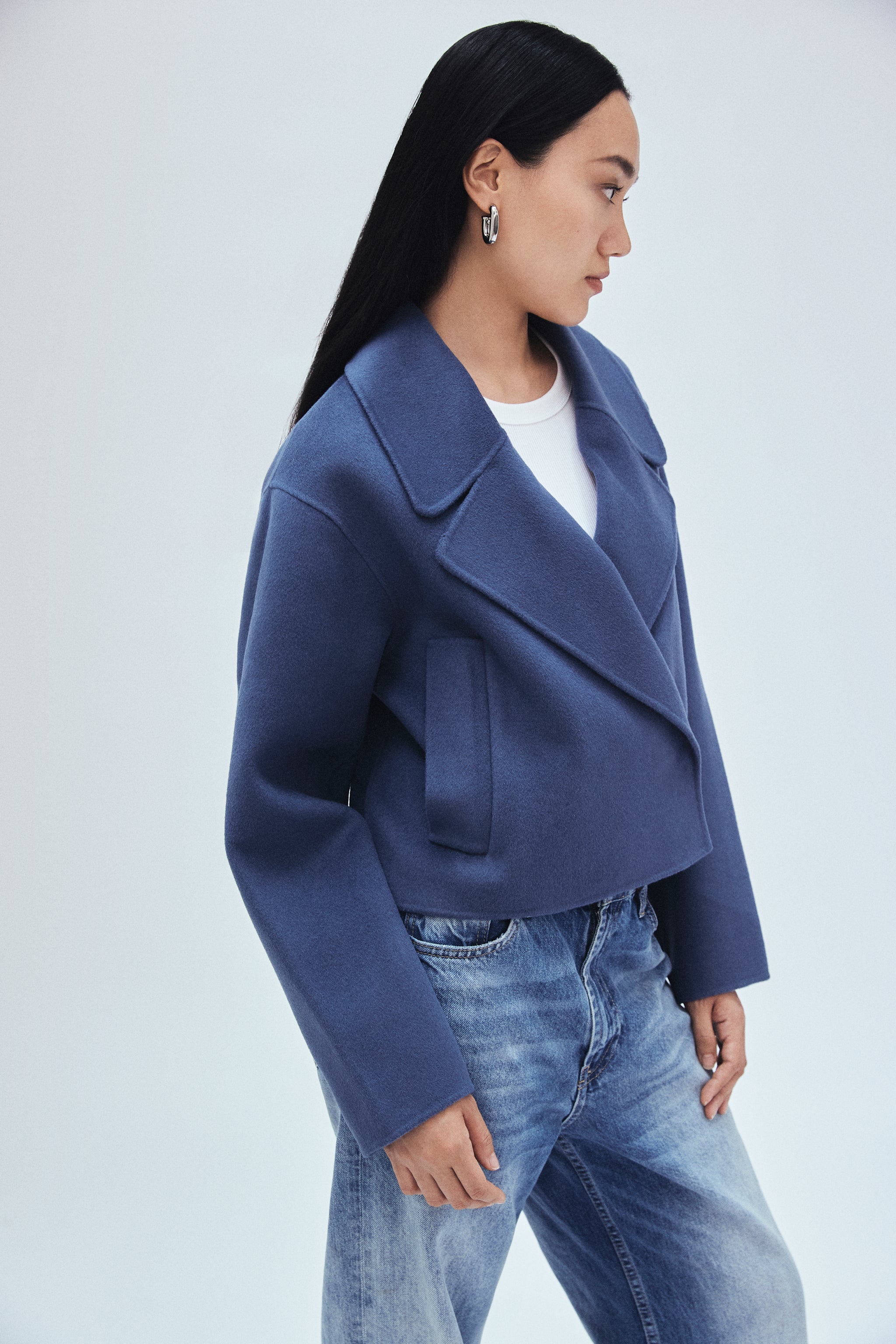 Double-FaceCropJacket Denim Blue