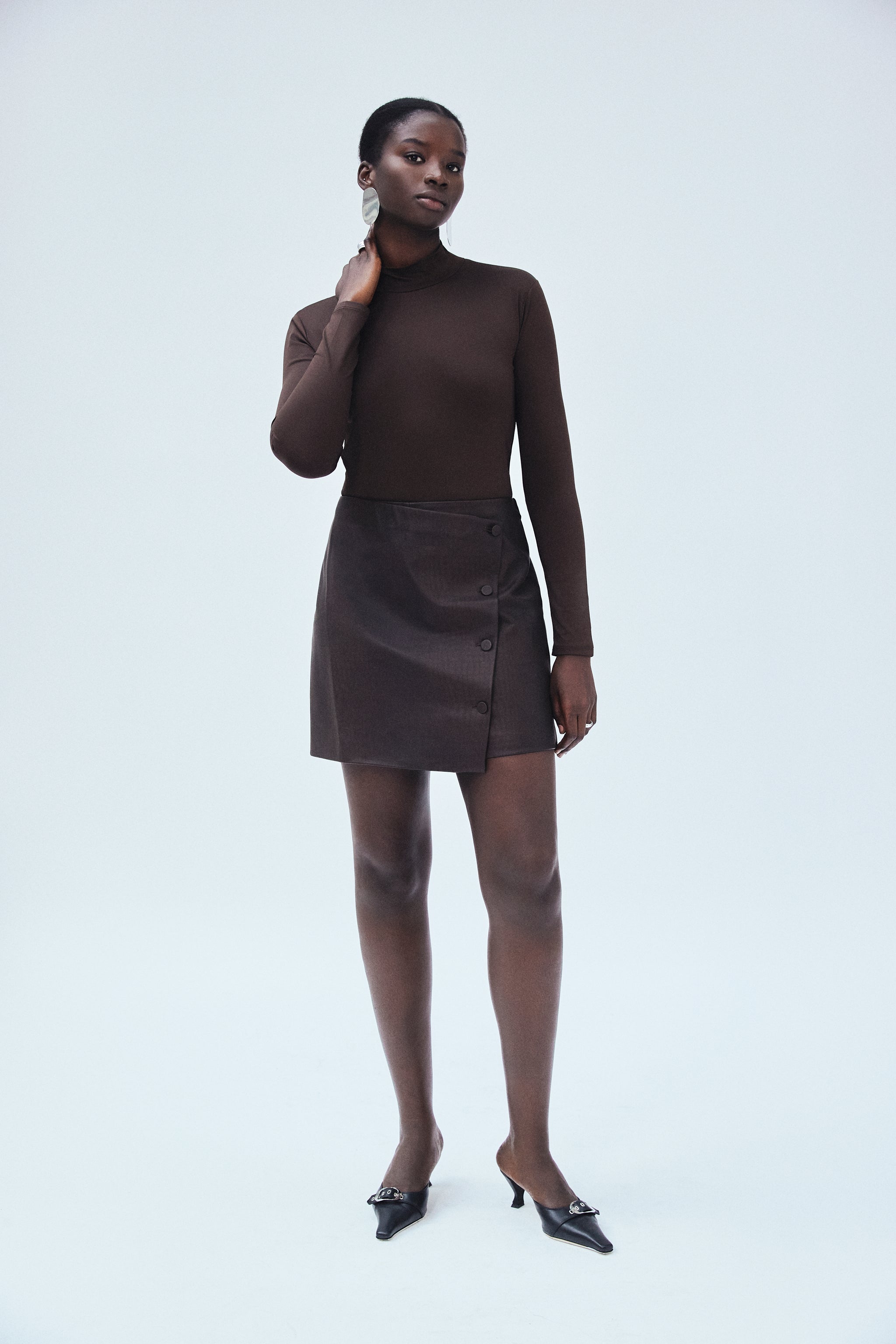 Vegan Croc Leather Wrap Skirt