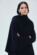 wool cashmere double-faced wrap coat in navy