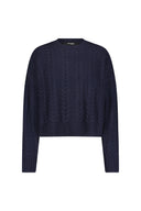 Boxy cable sweater navy