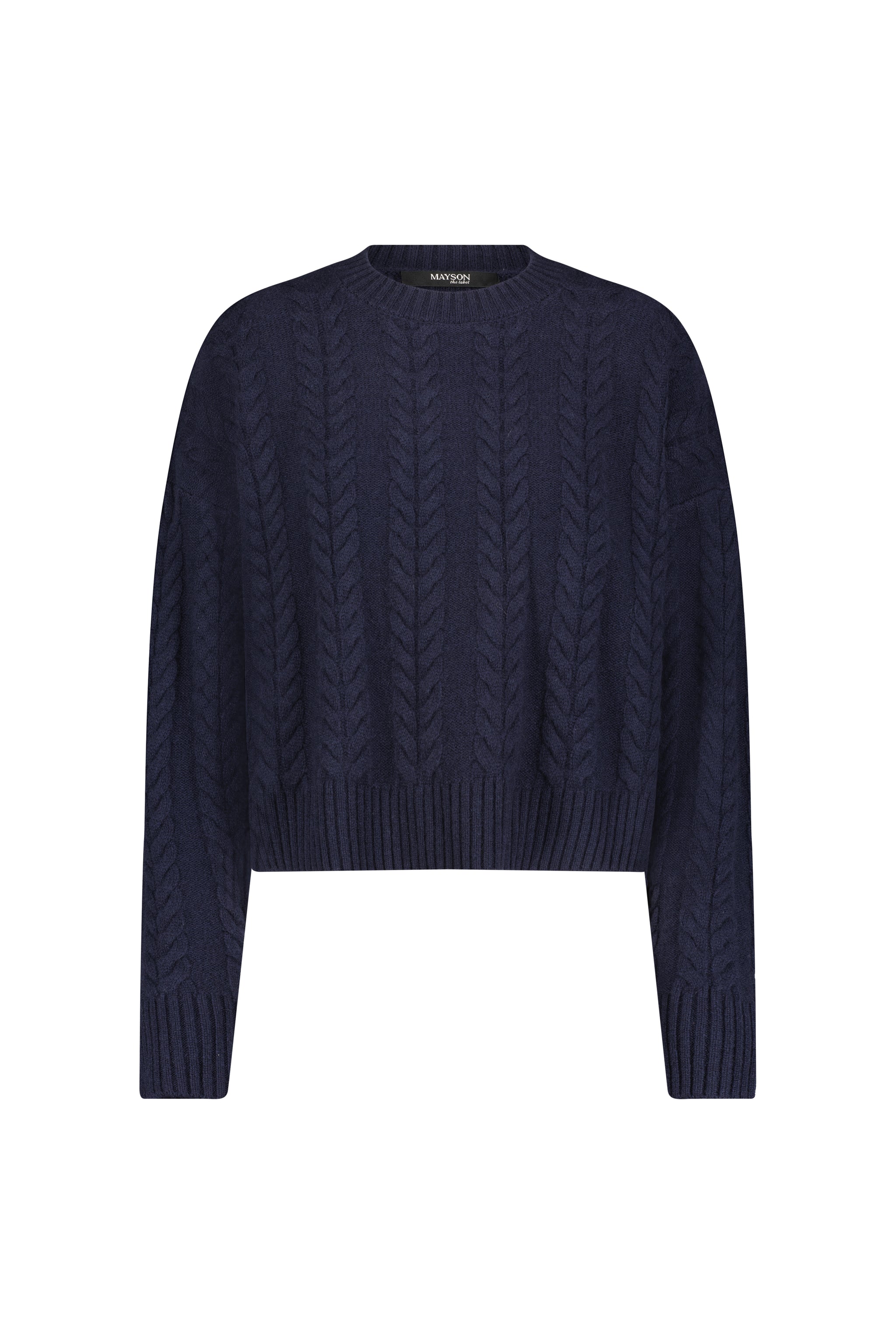 Boxy cable sweater navy