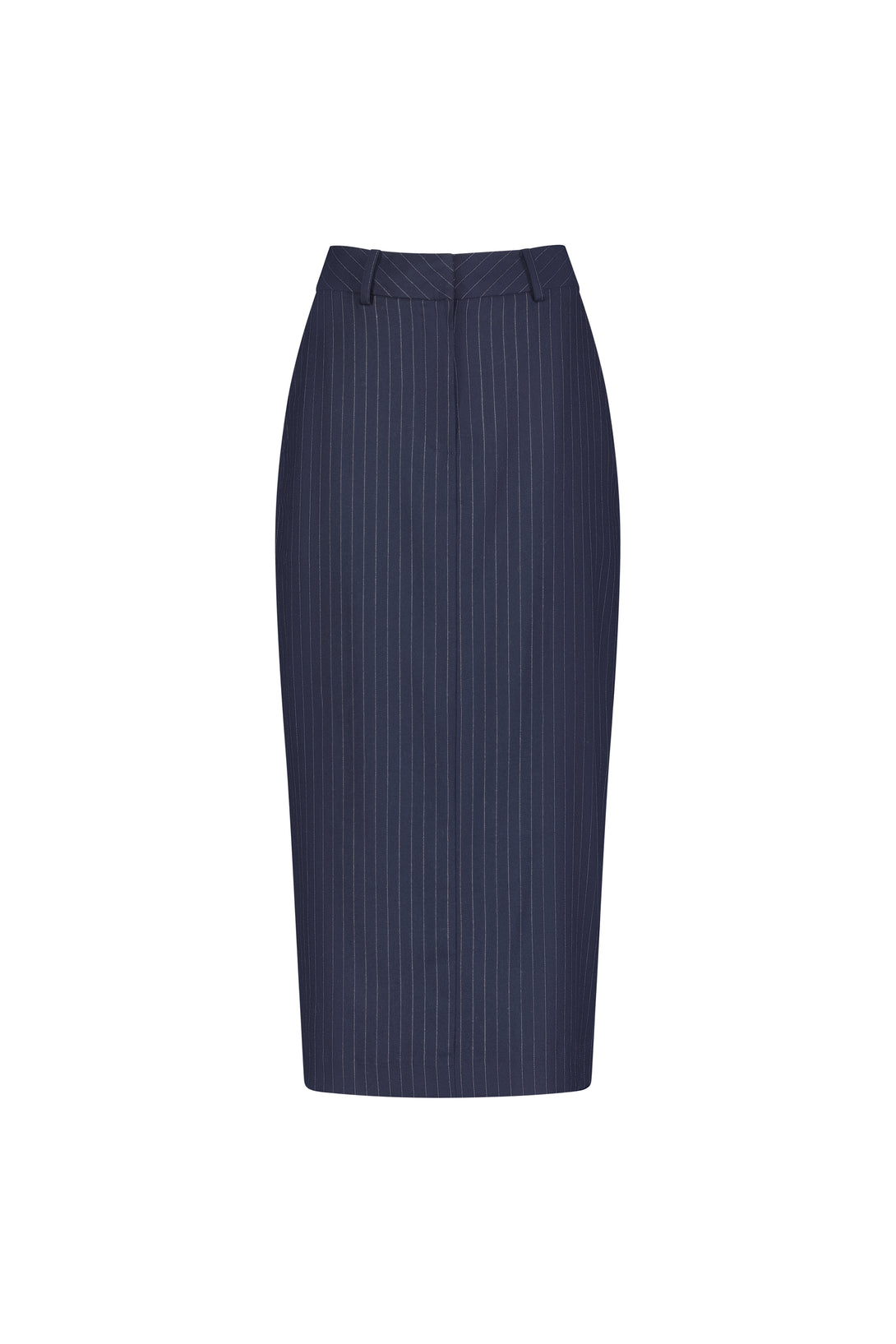 Pinstripe Wool Twill Column Maxi Skirt