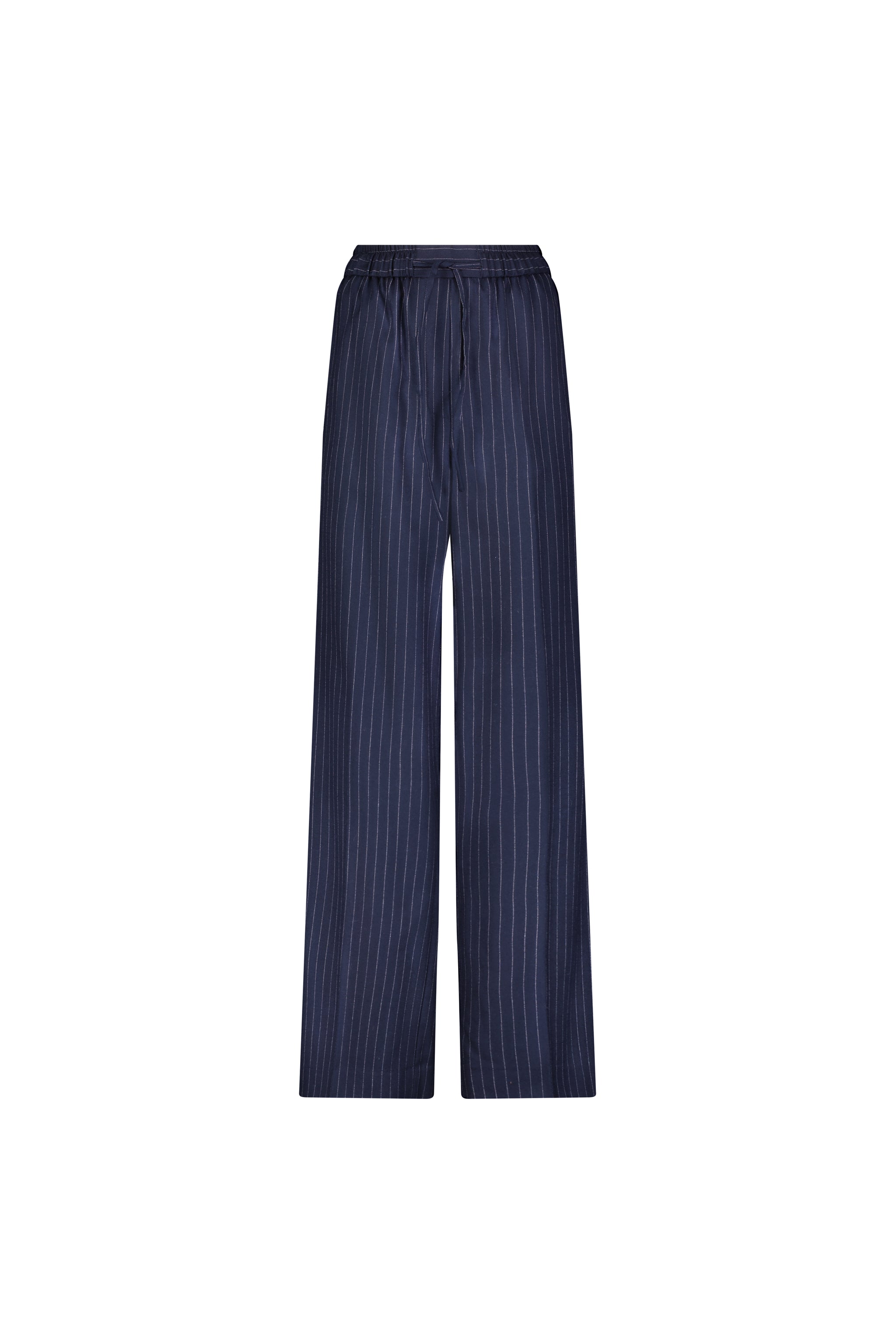Pinstripe Wool Twill Relaxed Drawstring Pant
